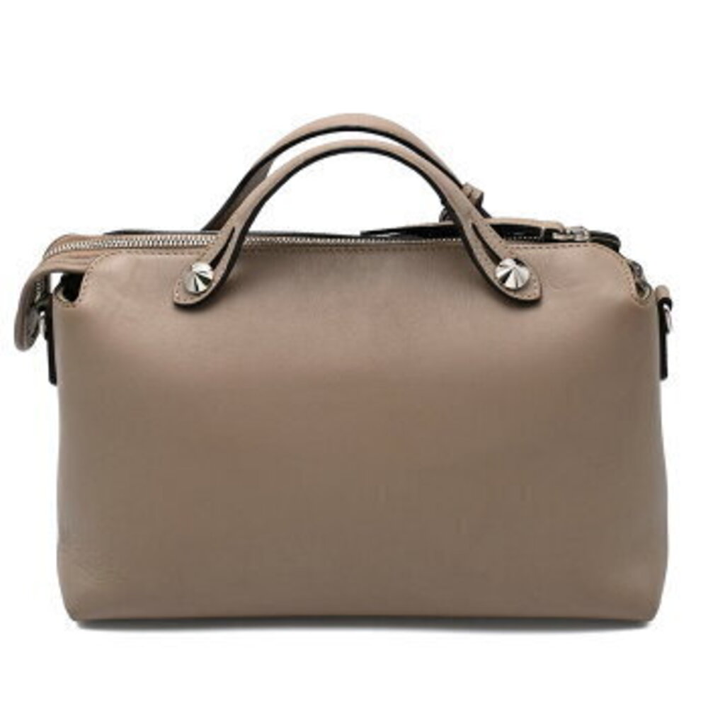 Fendi Boston Shoulder Way By Gray Bag Handbag Leather Beige the Tan - Picture 3 of 6